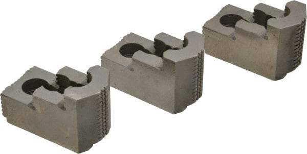 Atlas Workholding - 8" Max Chuck Diam Compatibility, Hard Steel 1.5mm x 60° Serrated Hard Lathe Top Jaws - 1.57" Wide x 2.95" Long x 1.96" High - Industrial Tool & Supply