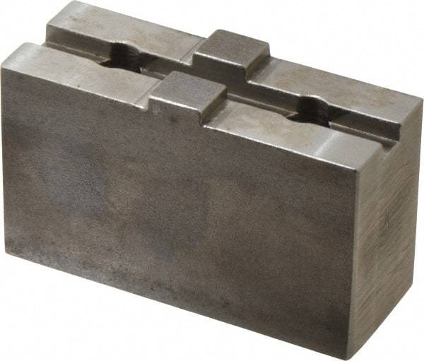 Atlas Workholding - Tongue & Groove Attachment, Square Soft Lathe Chuck Jaw - Steel, 1-3/4" Btw Mount Hole Ctrs, 3-5/16" Long x 1-1/4" Wide x 1.87" High, 0.31" Groove - Industrial Tool & Supply