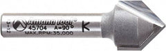 Amana Tool - 1/2" Cut Diam, 1/2" Length of Cut, 2 Flute V-Groove Edge Profile Router Bit - Carbide-Tipped, 1/4" Shank Diam, 1-5/8" OAL, Uncoated - Industrial Tool & Supply