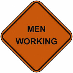 PRO-SAFE - "Men Working", 48" Wide x 48" High, Nylon Construction Roadway Signs - Orange, Square, Sign Stand Mount - Industrial Tool & Supply