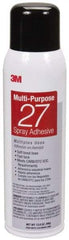 3M - 20 oz Aerosol Clear Spray Adhesive - High Tack, 140°F Heat Resistance, 78 Sq Ft Coverage, Low Strength Bond, 10 min Max Bonding Time, Flammable, Series 27 - Industrial Tool & Supply