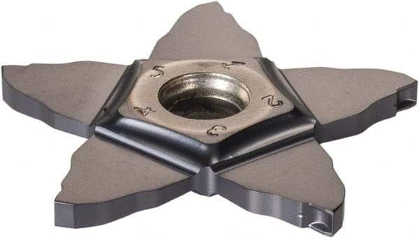 Iscar - PENTA C IC908 Grade, 0.0874" Cutting Width, Carbide Cutoff Insert - 0° Neutral Lead Angle, 0.006" Cnr Rad, TiAlN Coated, Other End - Industrial Tool & Supply