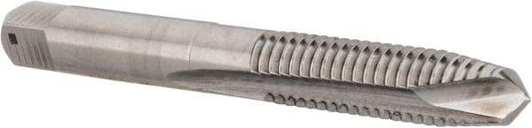 Hertel - 5/16-18 UNC, 2 Flute, Bright Finish, High Speed Steel Spiral Point Tap - Plug Chamfer, Right Hand Thread, 2-23/32" OAL, 1-1/8" Thread Length, 0.318" Shank Diam - Exact Industrial Supply