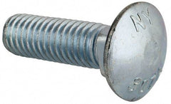 Value Collection - 7/16-14 UNC 1-1/2" Length Under Head, Standard Square Neck, Carriage Bolt - Grade 2 Steel, Zinc-Plated Finish - Industrial Tool & Supply