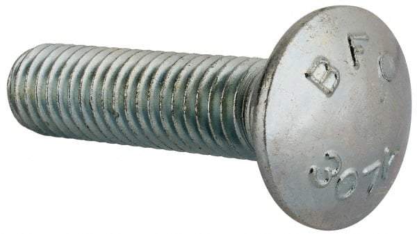 Value Collection - 7/16-14 UNC 1-3/4" Length Under Head, Standard Square Neck, Carriage Bolt - Grade 2 Steel, Zinc-Plated Finish - Industrial Tool & Supply