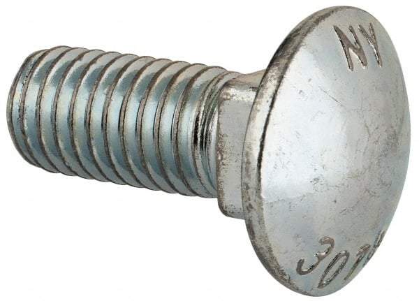 Value Collection - 1/2-13 UNC 1-1/4" Length Under Head, Standard Square Neck, Carriage Bolt - Grade 2 Steel, Zinc-Plated Finish - Industrial Tool & Supply