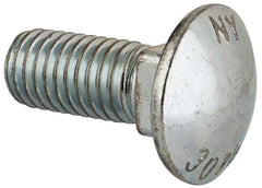 Value Collection - 1/2-13 UNC 1-1/4" Length Under Head, Standard Square Neck, Carriage Bolt - Grade 2 Steel, Zinc-Plated Finish - Industrial Tool & Supply