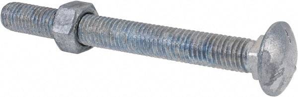 Value Collection - 1/2-13 UNC 5" Length Under Head, Standard Square Neck, Carriage Bolt - Grade 5 Steel, Galvanized Zinc-Plated Finish - Industrial Tool & Supply