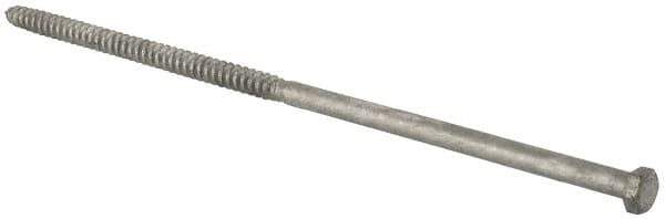 Value Collection - 3/8" Screw, 12" Length Under Head, Steel, Hex Head Lag Screw - Hot Dipped Galvanized, Grade 2 - Industrial Tool & Supply
