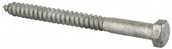 Value Collection - 1/2" Screw, 5-1/2" Length Under Head, Steel, Hex Head Lag Screw - Hot Dipped Galvanized, Grade 2 - Industrial Tool & Supply