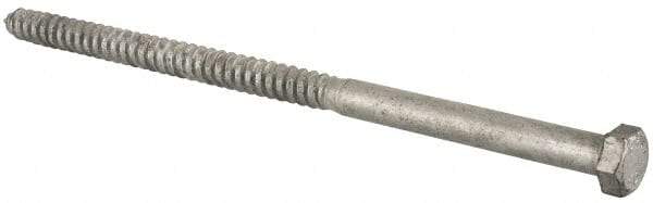Value Collection - 1/2" Screw, 10" Length Under Head, Steel, Hex Head Lag Screw - Hot Dipped Galvanized, Grade 2 - Industrial Tool & Supply