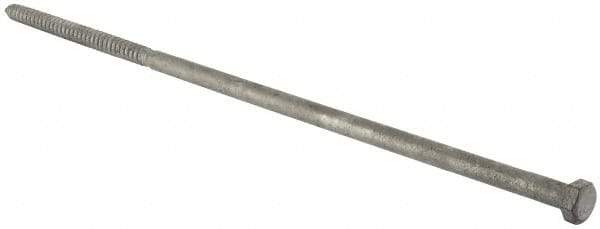 Value Collection - 1/2" Screw, 18" Length Under Head, Steel, Hex Head Lag Screw - Hot Dipped Galvanized, Grade 2 - Industrial Tool & Supply