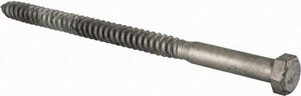 Value Collection - 5/8" Screw, 10" Length Under Head, Steel, Hex Head Lag Screw - Hot Dipped Galvanized, Grade 2 - Industrial Tool & Supply