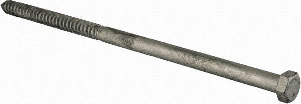 Value Collection - 5/8" Screw, 14" Length Under Head, Steel, Hex Head Lag Screw - Hot Dipped Galvanized, Grade 2 - Industrial Tool & Supply