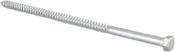 Value Collection - 3/8" Screw, 9" Length Under Head, Steel, Hex Head Lag Screw - Zinc Plated, Grade 2 - Industrial Tool & Supply
