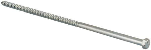 Value Collection - 3/8" Screw, 12" Length Under Head, Steel, Hex Head Lag Screw - Zinc Plated, Grade 2 - Industrial Tool & Supply