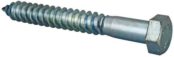 Value Collection - 5/8" Screw, 5" Length Under Head, Steel, Hex Head Lag Screw - Zinc Plated, Grade 2 - Industrial Tool & Supply