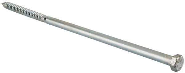 Value Collection - 5/8" Screw, 18" Length Under Head, Steel, Hex Head Lag Screw - Zinc Plated, Grade 2 - Industrial Tool & Supply