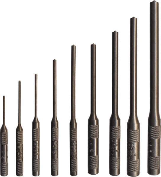 Mayhew - 9 Piece, 1/16 to 5/16", Roll Pin Punch Set - Round Shank, Alloy Steel, Comes in Pouch - Industrial Tool & Supply