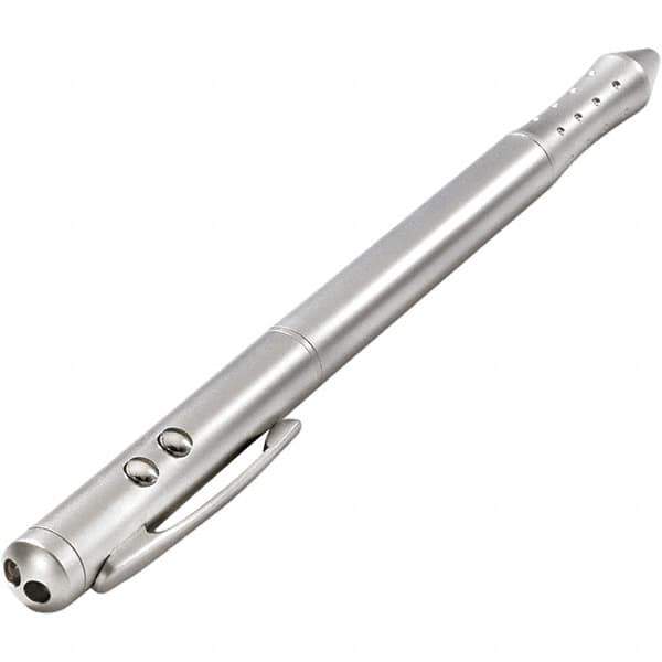 Quartet - Chrome Pen Size Laser Pointer - Silver, 4 LR41 Batteries Included - Industrial Tool & Supply