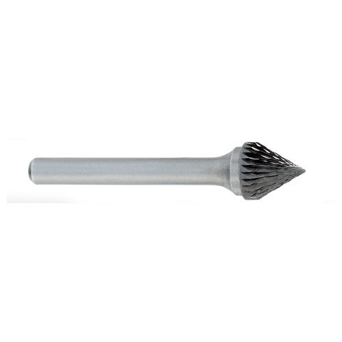 ‎SJ-1 -6mm × 60mm LOC × 6mm Shank × 50mm OAL 60 Degree Cone Carbide Medium Tough Cut Burr - Industrial Tool & Supply