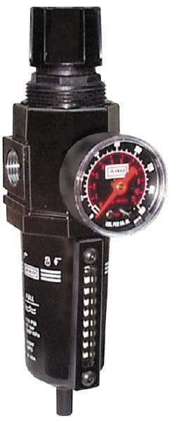 ARO/Ingersoll-Rand - 1/4" NPT Port Compact 1 Piece Filter/Regulator FRL Unit - Metal Bowl, 72 SCFM, 250 Max psi, 916" High, Automatic Drain - Industrial Tool & Supply