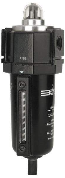 ARO/Ingersoll-Rand - 3/8" Port, 13.2" High x 4-3/4" Wide, FRL Filter with Metal Bowl & Manual Drain - 200 Max psi, 175°F Max, 2.8 oz Bowl Capacity - Industrial Tool & Supply