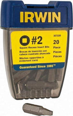 Irwin - 1/4" Drive, #2 Square Recess Screwdriver Bit - 1" OAL - Industrial Tool & Supply