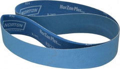 Norton - 2" Wide x 48" OAL, 100 Grit, Zirconia Alumina Abrasive Belt - Zirconia Alumina, Fine, Coated, X Weighted Cloth Backing, Series R823 - Industrial Tool & Supply