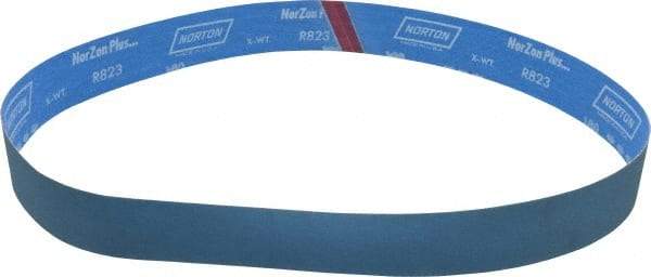 Norton - 2" Wide x 48" OAL, 180 Grit, Zirconia Alumina Abrasive Belt - Zirconia Alumina, Very Fine, Coated, X Weighted Cloth Backing, Series R823 - Industrial Tool & Supply