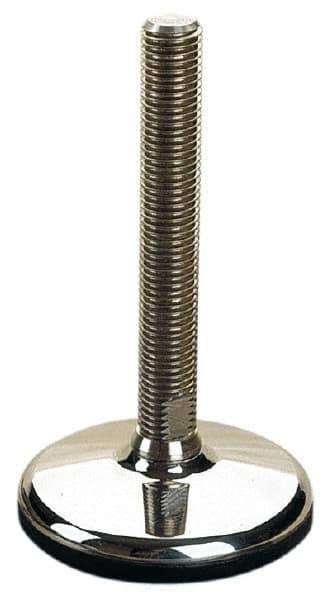 Sunnex - 5/8-11 Bolt Thread, 1-1/2" High Overall Hygienic Design Stud Mount Leveling Pad & Mount - 5,500 Max Lb Capacity, 4.72" Base Diam, 6" Thread Length - Industrial Tool & Supply