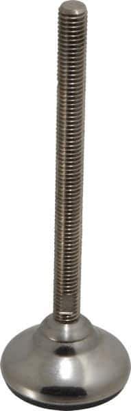 Sunnex - 1/2-13 Bolt Thread, 1.3" High Overall Hygienic Design Stud Mount Leveling Pad & Mount - 1,100 Max Lb Capacity, 2.36" Base Diam, 6" Thread Length - Industrial Tool & Supply