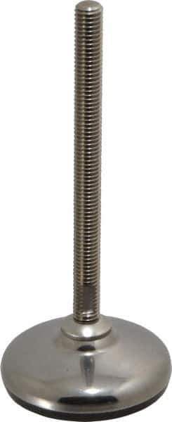 Sunnex - 1/2-13 Bolt Thread, 1.22" High Overall Hygienic Design Stud Mount Leveling Pad & Mount - 2,200 Max Lb Capacity, 3.15" Base Diam, 6" Thread Length - Industrial Tool & Supply
