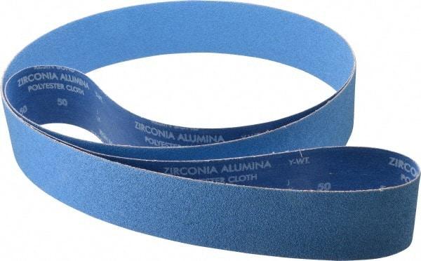 Norton - 3" Wide x 132" OAL, 50 Grit, Zirconia Alumina Abrasive Belt - Zirconia Alumina, Coarse, Coated, Y Weighted Cloth Backing, Series R824 - Industrial Tool & Supply