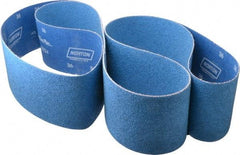 Norton - 4" Wide x 132" OAL, 36 Grit, Zirconia Alumina Abrasive Belt - Zirconia Alumina, Very Coarse, Coated, Y Weighted Cloth Backing, Series R824 - Industrial Tool & Supply
