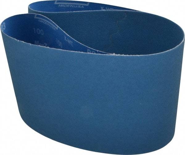 Norton - 6" Wide x 48" OAL, 100 Grit, Zirconia Alumina Abrasive Belt - Zirconia Alumina, Fine, Coated, X Weighted Cloth Backing, Series R823 - Industrial Tool & Supply