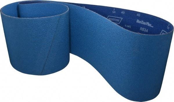 Norton - 8" Wide x 107" OAL, 40 Grit, Zirconia Alumina Abrasive Belt - Zirconia Alumina, Coarse, Coated, Y Weighted Cloth Backing - Industrial Tool & Supply