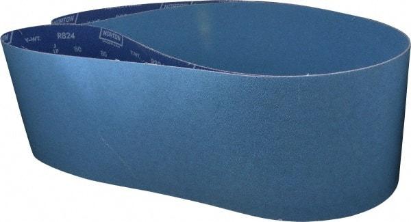 Norton - 8" Wide x 107" OAL, 80 Grit, Zirconia Alumina Abrasive Belt - Zirconia Alumina, Medium, Coated, Y Weighted Cloth Backing - Industrial Tool & Supply