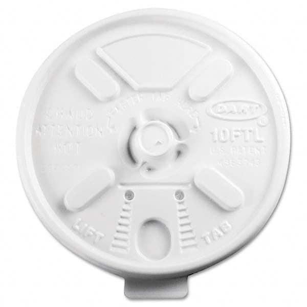 DART - Lift N' Lock Plastic Hot Cup Lids, Fits 10 oz Cups, White, 1000/Carton - Industrial Tool & Supply