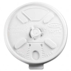 DART - Lift N' Lock Plastic Hot Cup Lids, Fits 10 oz Cups, White, 1000/Carton - Industrial Tool & Supply