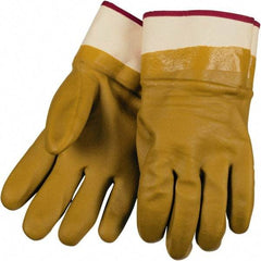 MCR Safety - Size L (9), 11-1/2" Long, 118 mil Thick, Supported, PVC Chemical Resistant Gloves - Rough Finish, Foam Lined, Natural - Industrial Tool & Supply