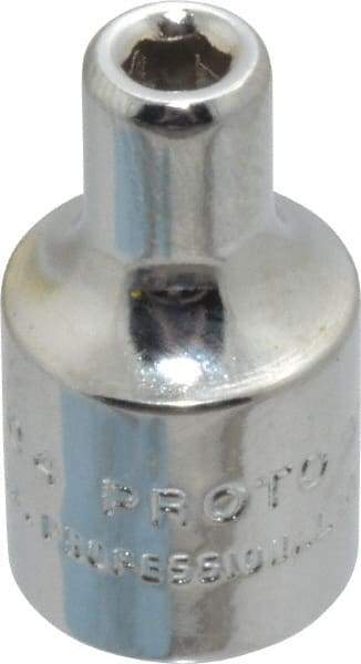 Proto - 1/8", 1/4" Drive, Standard Hand Socket - 6 Points, 7/8" OAL, Chrome Finish - Industrial Tool & Supply