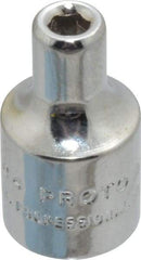 Proto - 1/8", 1/4" Drive, Standard Hand Socket - 6 Points, 7/8" OAL, Chrome Finish - Industrial Tool & Supply
