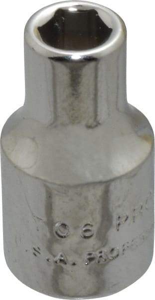 Proto - 3/16", 1/4" Drive, Standard Hand Socket - 6 Points, 7/8" OAL, Chrome Finish - Industrial Tool & Supply