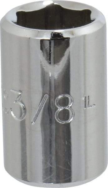 Proto - 3/8", 1/4" Drive, Standard Hand Socket - 6 Points, 7/8" OAL, Chrome Finish - Industrial Tool & Supply