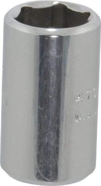 Proto - 1/4" Drive, Standard Hand Socket - 6 Points, 7/8" OAL, Chrome Finish - Industrial Tool & Supply