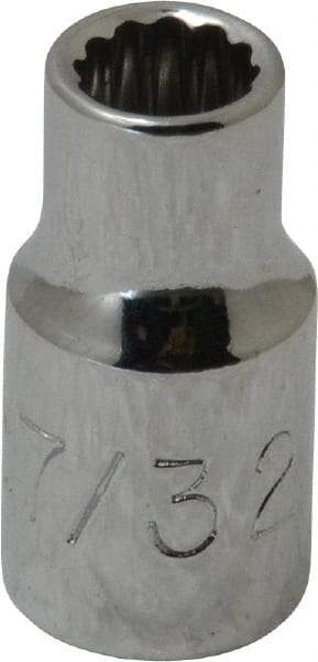 Proto - 7/32", 1/4" Drive, Standard Hand Socket - 12 Points, 7/8" OAL, Chrome Finish - Industrial Tool & Supply