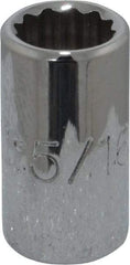 Proto - 5/16", 1/4" Drive, Standard Hand Socket - 12 Points, 7/8" OAL, Chrome Finish - Industrial Tool & Supply