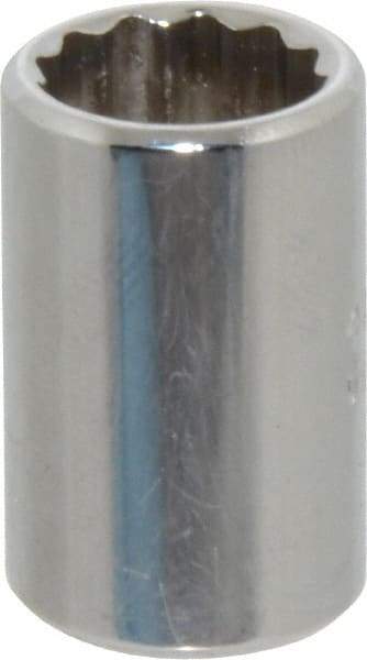 Proto - 3/8", 1/4" Drive, Standard Hand Socket - 12 Points, 7/8" OAL, Chrome Finish - Industrial Tool & Supply