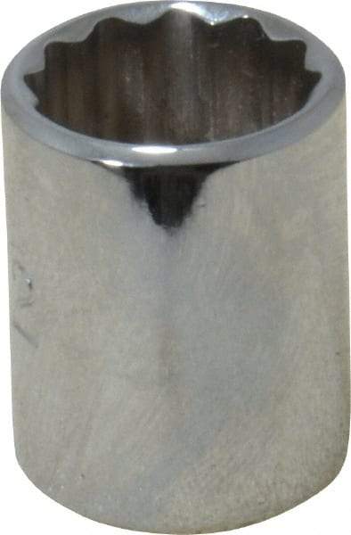 Proto - 1/2", 1/4" Drive, Standard Hand Socket - 12 Points, 7/8" OAL, Chrome Finish - Industrial Tool & Supply